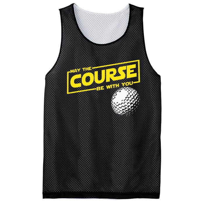 May The Course Be With You Funny Golf Mesh Reversible Basketball Jersey Tank