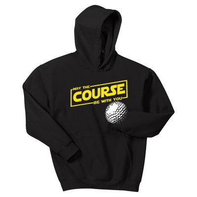 May The Course Be With You Funny Golf Kids Hoodie