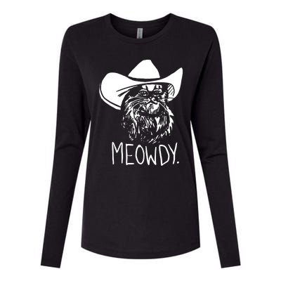 Meowdy Texas Cat Meme Womens Cotton Relaxed Long Sleeve T-Shirt