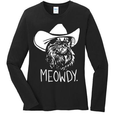 Meowdy Texas Cat Meme Ladies Long Sleeve Shirt