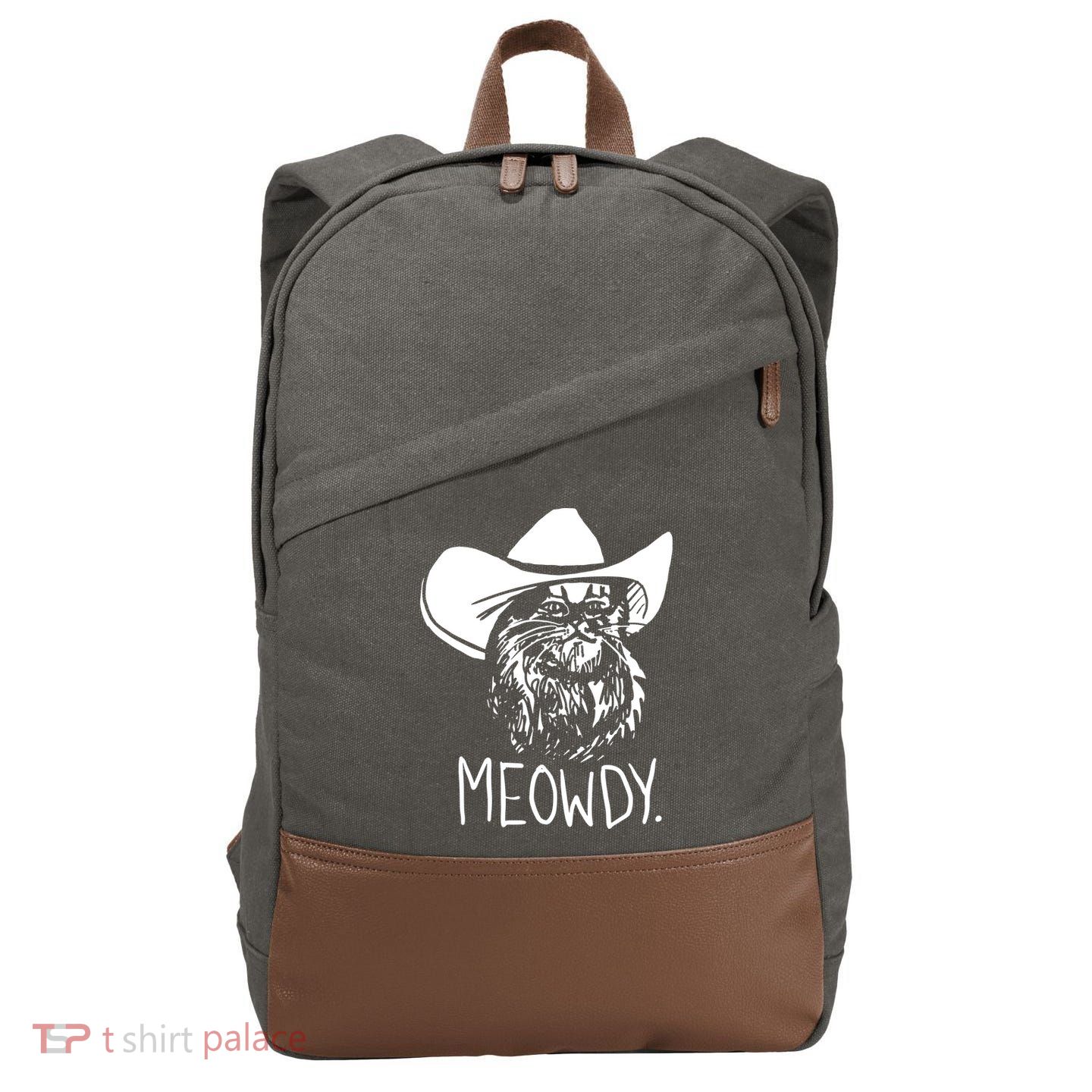 Meowdy Texas Cat Meme Cotton Canvas Backpack