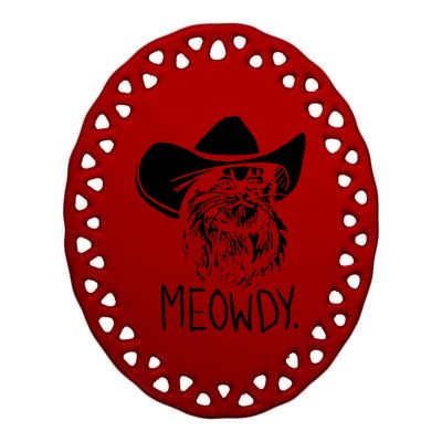 Meowdy Texas Cat Meme Ceramic Oval Ornament