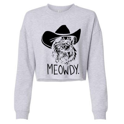 Meowdy Texas Cat Meme Cropped Pullover Crew