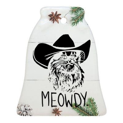 Meowdy Texas Cat Meme Ceramic Bell Ornament