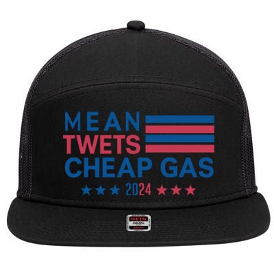 Mean Tweets Cheap Gas 2024 Graphic 7 Panel Mesh Trucker Snapback Hat