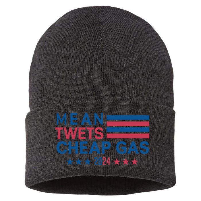 Mean Tweets Cheap Gas 2024 Graphic Sustainable Knit Beanie