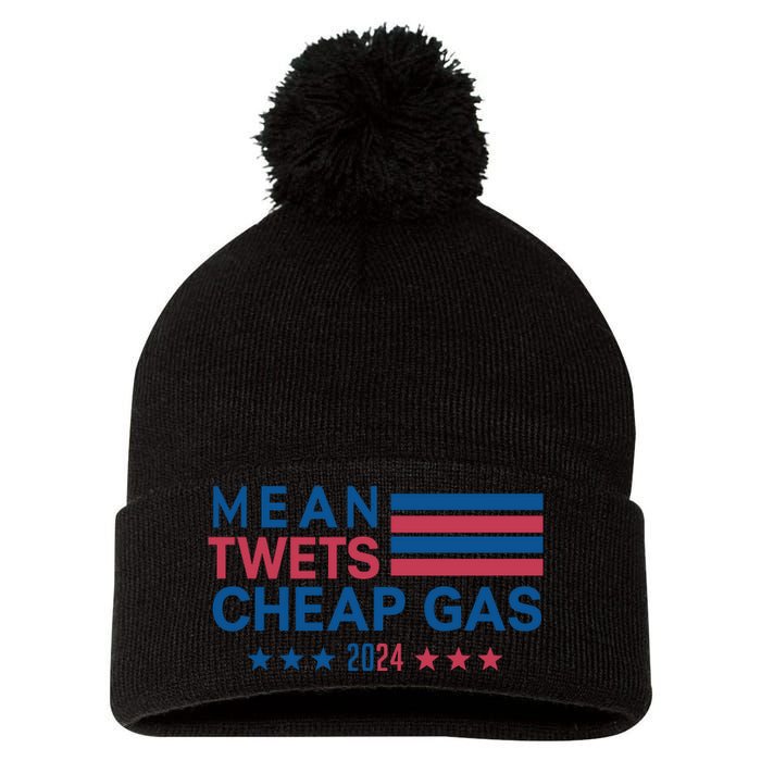 Mean Tweets Cheap Gas 2024 Graphic Pom Pom 12in Knit Beanie