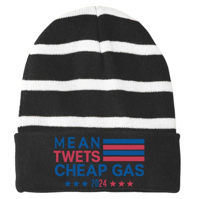 Mean Tweets Cheap Gas 2024 Graphic Striped Beanie with Solid Band