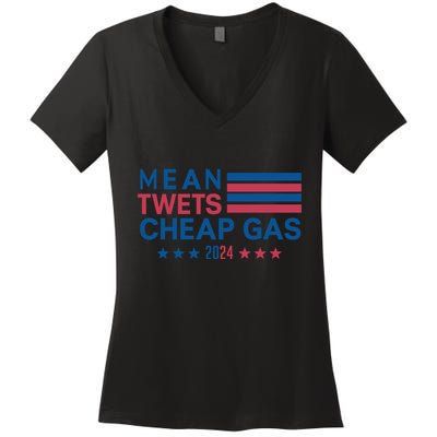 Mean Tweets Cheap Gas 2024 Graphic Women's V-Neck T-Shirt