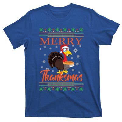 Merry Thanksmas Cute Turkey Santa Hat Thanksgiving Christmas Gift T-Shirt