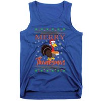 Merry Thanksmas Cute Turkey Santa Hat Thanksgiving Christmas Gift Tank Top