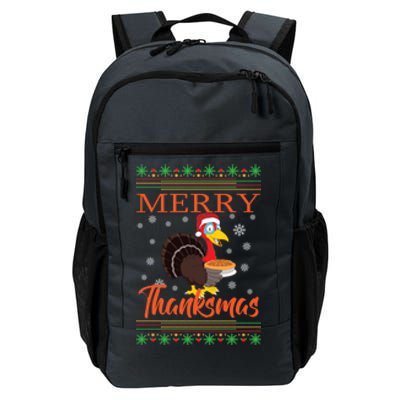 Merry Thanksmas Cute Turkey Santa Hat Thanksgiving Christmas Gift Daily Commute Backpack