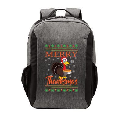 Merry Thanksmas Cute Turkey Santa Hat Thanksgiving Christmas Gift Vector Backpack