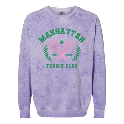 Manhattan Tennis Club Pink And Green Tennis Colorblast Crewneck Sweatshirt