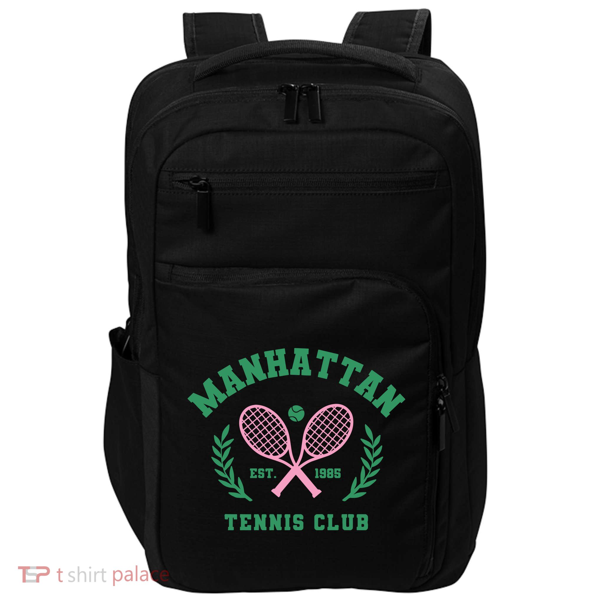 Manhattan Tennis Club Pink And Green Tennis Impact Tech Backpack