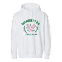 Manhattan Tennis Club Pink And Green Tennis Garment-Dyed Fleece Hoodie