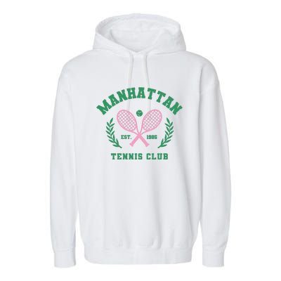 Manhattan Tennis Club Pink And Green Tennis Garment-Dyed Fleece Hoodie