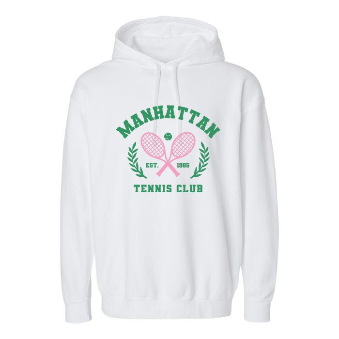 Manhattan Tennis Club Pink And Green Tennis Garment-Dyed Fleece Hoodie