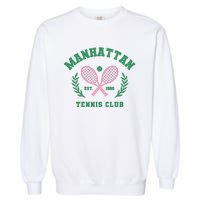 Manhattan Tennis Club Pink And Green Tennis Garment-Dyed Sweatshirt