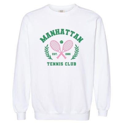 Manhattan Tennis Club Pink And Green Tennis Garment-Dyed Sweatshirt