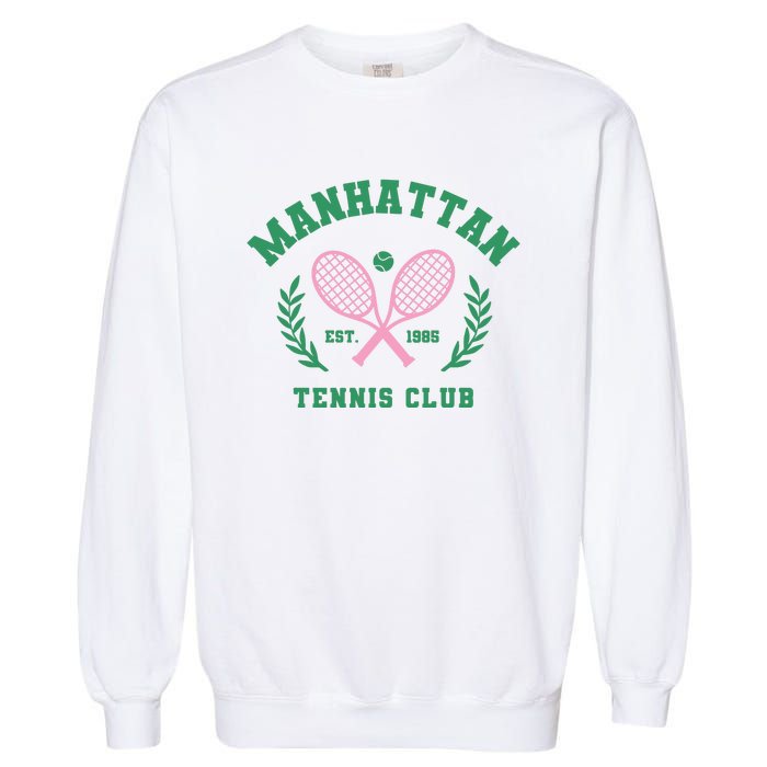 Manhattan Tennis Club Pink And Green Tennis Garment-Dyed Sweatshirt