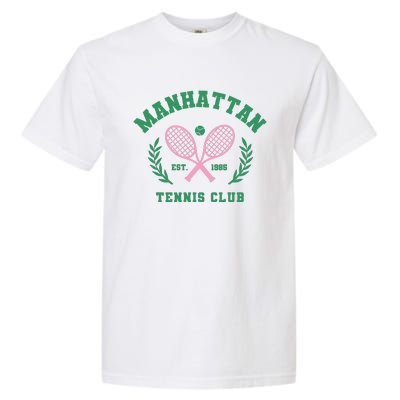 Manhattan Tennis Club Pink And Green Tennis Garment-Dyed Heavyweight T-Shirt