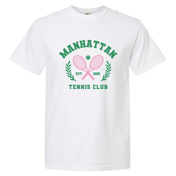 Manhattan Tennis Club Pink And Green Tennis Garment-Dyed Heavyweight T-Shirt