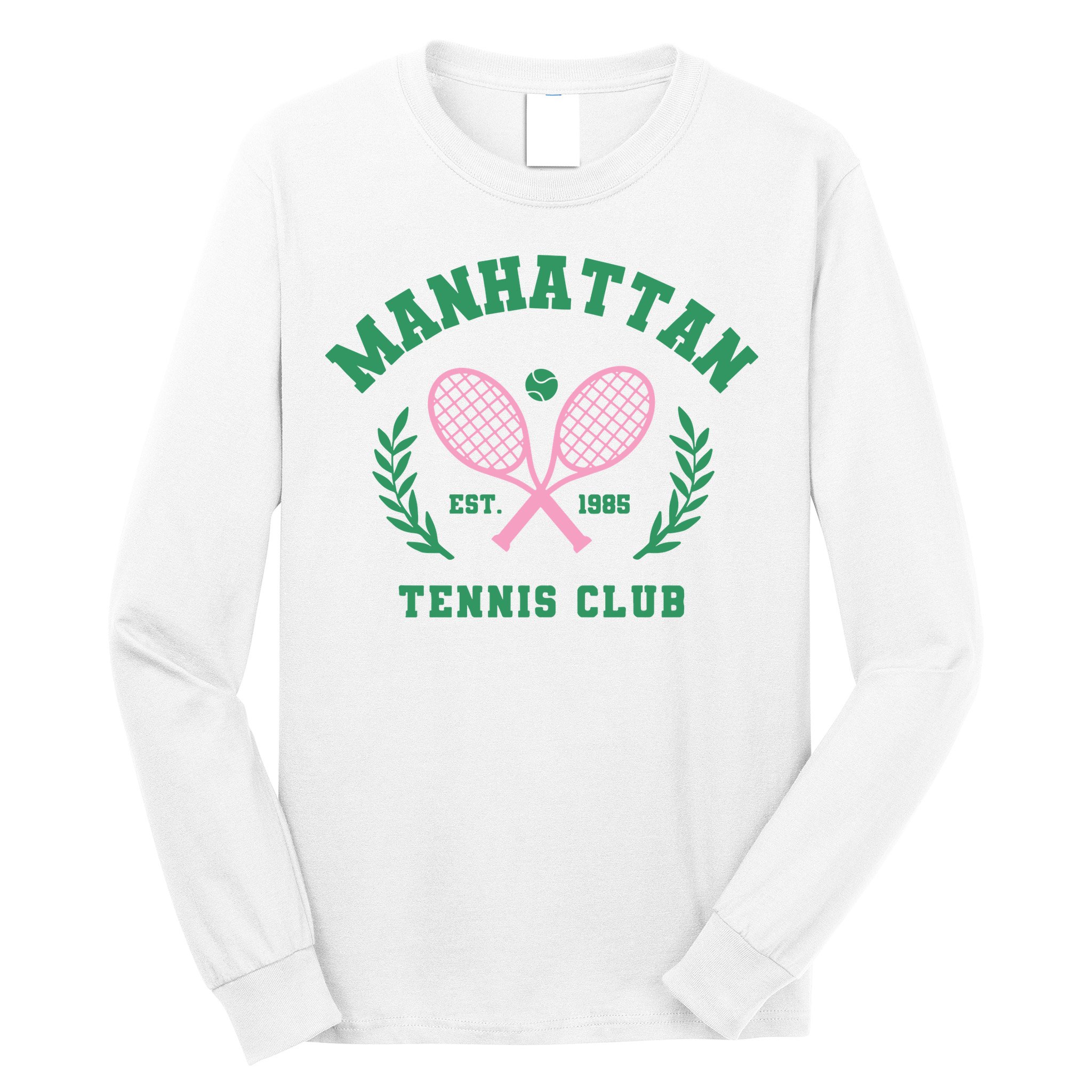 Manhattan Tennis Club Pink And Green Tennis Long Sleeve Shirt