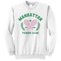 Manhattan Tennis Club Pink And Green Tennis Sweatshirt