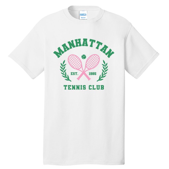 Manhattan Tennis Club Pink And Green Tennis Tall T-Shirt