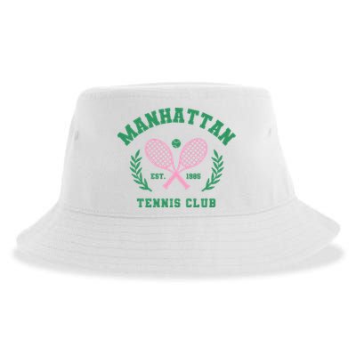 Manhattan Tennis Club Pink And Green Tennis Sustainable Bucket Hat