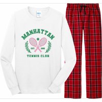 Manhattan Tennis Club Pink And Green Tennis Long Sleeve Pajama Set