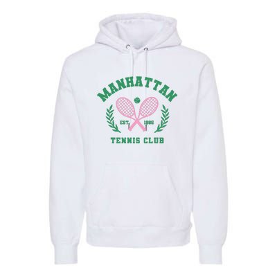 Manhattan Tennis Club Pink And Green Tennis Premium Hoodie