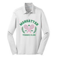 Manhattan Tennis Club Pink And Green Tennis Silk Touch Performance Long Sleeve Polo