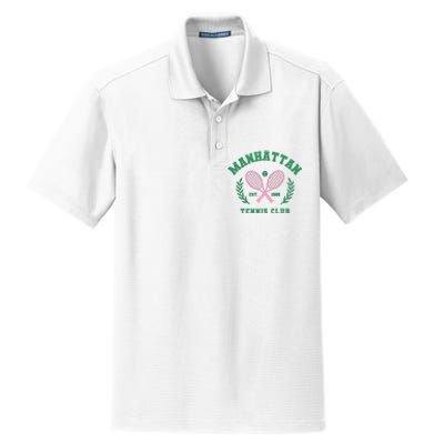 Manhattan Tennis Club Pink And Green Tennis Dry Zone Grid Polo