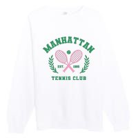 Manhattan Tennis Club Pink And Green Tennis Premium Crewneck Sweatshirt