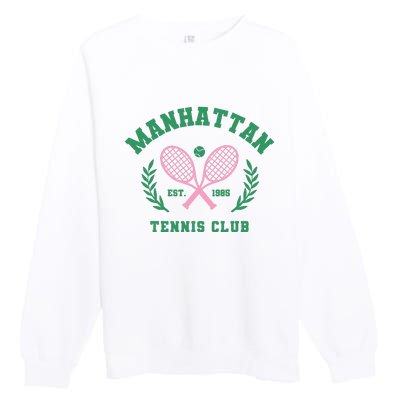 Manhattan Tennis Club Pink And Green Tennis Premium Crewneck Sweatshirt