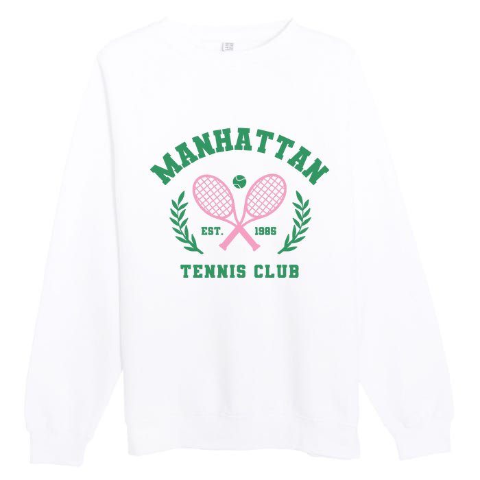 Manhattan Tennis Club Pink And Green Tennis Premium Crewneck Sweatshirt