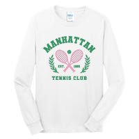 Manhattan Tennis Club Pink And Green Tennis Tall Long Sleeve T-Shirt