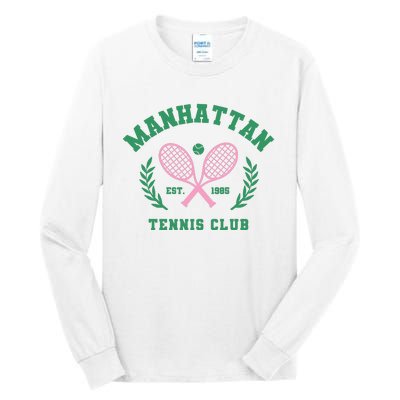 Manhattan Tennis Club Pink And Green Tennis Tall Long Sleeve T-Shirt