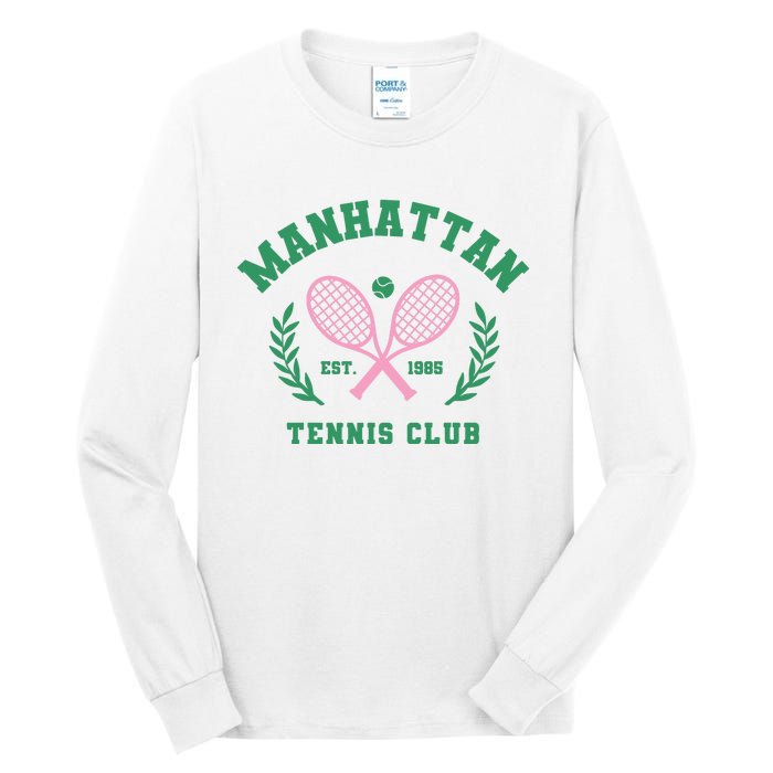 Manhattan Tennis Club Pink And Green Tennis Tall Long Sleeve T-Shirt