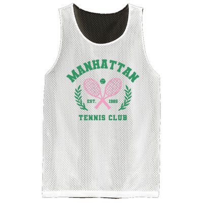 Manhattan Tennis Club Pink And Green Tennis Mesh Reversible Basketball Jersey Tank