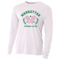 Manhattan Tennis Club Pink And Green Tennis Cooling Performance Long Sleeve Crew