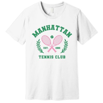 Manhattan Tennis Club Pink And Green Tennis Premium T-Shirt