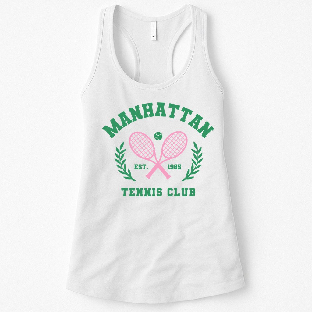 Manhattan Tennis Club Pink And Green Tennis Womens Tank Top