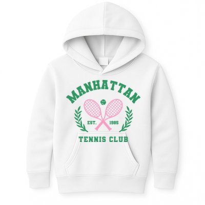 Manhattan Tennis Club Pink And Green Tennis Kids Hoodie
