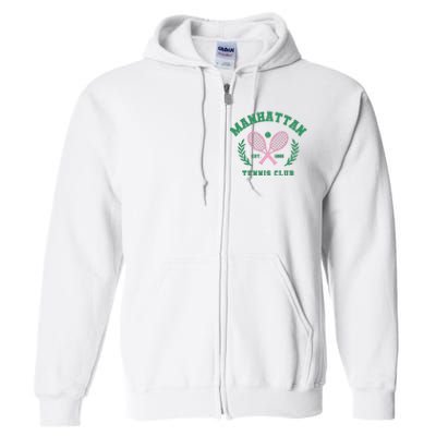 Manhattan Tennis Club Pink And Green Tennis Full Zip Hoodie