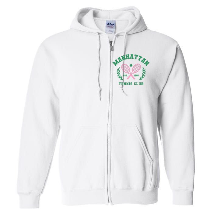 Manhattan Tennis Club Pink And Green Tennis Full Zip Hoodie