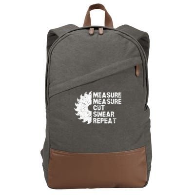 Measure Twice Cut Once Swear Repeat Cotton Canvas Backpack