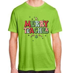 Merry Teacher Christmas Tree Xmas Holiday Teaching Adult ChromaSoft Performance T-Shirt